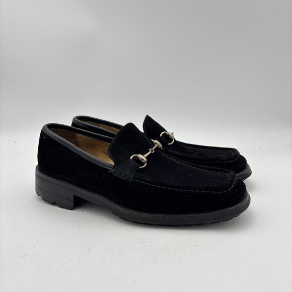 Vintage Gucci Tom Ford Era Black Suede Horsebit Lug Sole Loafers Men\'s 8 D main image 12
